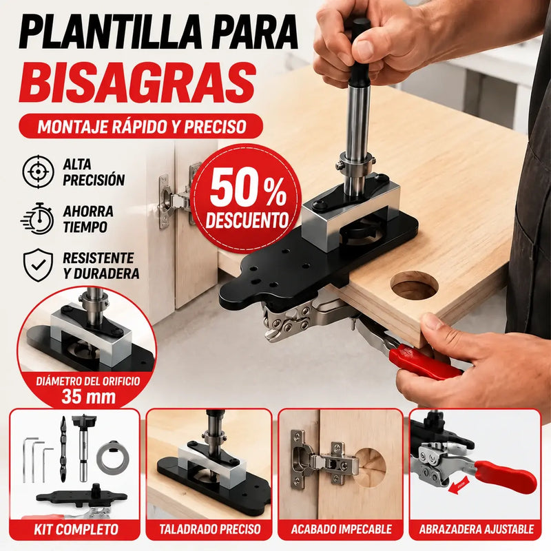 【🔥 1 juego de 6 piezas】Herramienta para perforar orificios para bisagras en madera – Guía de posicionamiento para bisagras de puertas de armario de 35 mm
