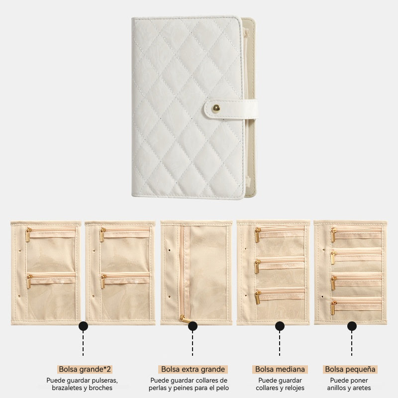 🔥 Ofertas Irresistibles -50% 🔥 Elegante bolso organizador de joyas portátil con estampado de cuadros.