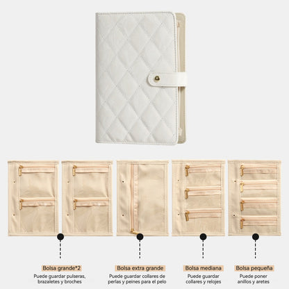🔥 Ofertas Irresistibles -50% 🔥 Elegante bolso organizador de joyas portátil con estampado de cuadros.