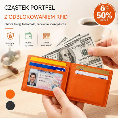 Portfel męski antykradzieżowy z ochroną RFID