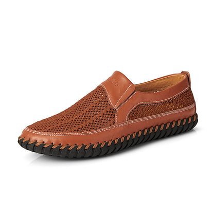 【38-48】👞Нови мъжки обувки от мрежеста кожа за пролет и лято – големи размери, естествена говежда кожа, устойчиви на пот и неприятни миризми, дишащи и удобни