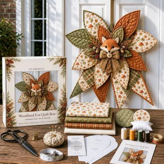 🎇🎄 Ostatni dzień wyprzedaży – 49% zniżki na zestaw do szycia bardzo dużych, pikowanych kokard do zawieszenia na drzwi (8 wzorów).