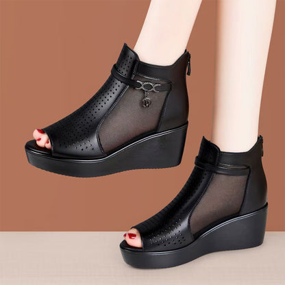 👡👡【35-41】Сандали с наклонени токчета и дишаща мрежа – максимален комфорт и допълнителна височина