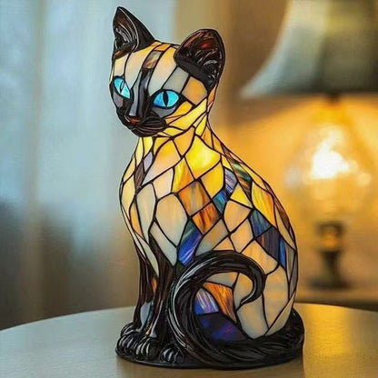 🐱 Lámpara de mesa con forma de gato: luz nocturna retro de resina colorida con diseño de gato 💖