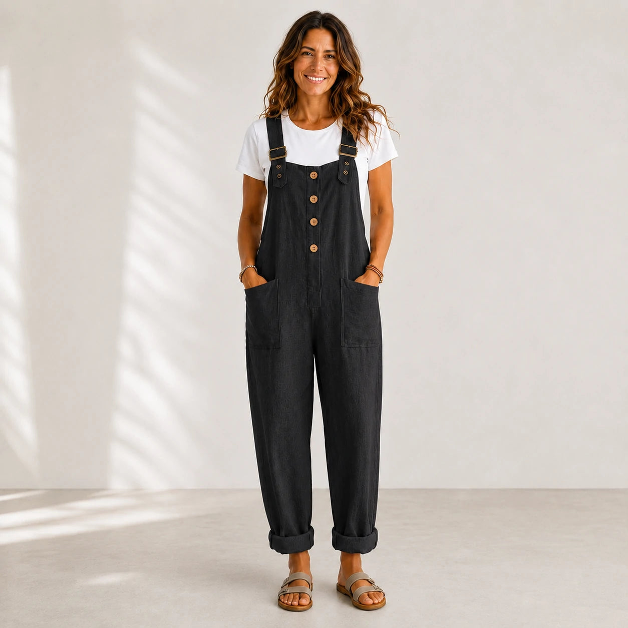 ⏰🔥 ¡Oferta Especial 50% OFF! 👖 Peto Casual de Mujer – Corte Holgado y Botones Elegantes para Comodidad Total 🌸✨