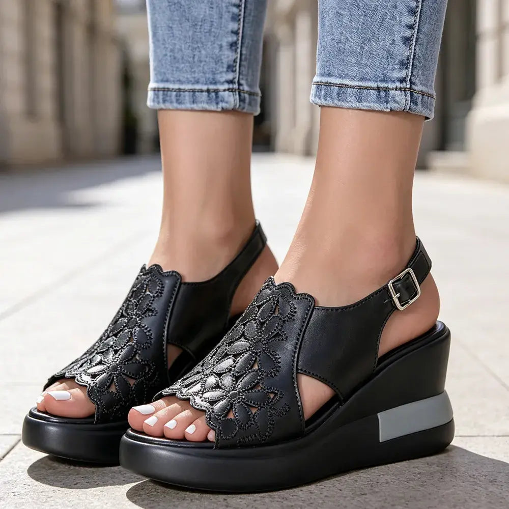 【35–40】Sandały botkowe w stylu retro z miękką podeszwą