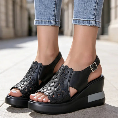【35–40】Sandały botkowe w stylu retro z miękką podeszwą