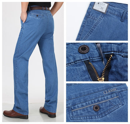 👖👖【Oferta por tiempo limitado】Jeans elásticos de alta calidad para hombre, diseño fino, suelto, de pierna recta, transpirables y cómodos.