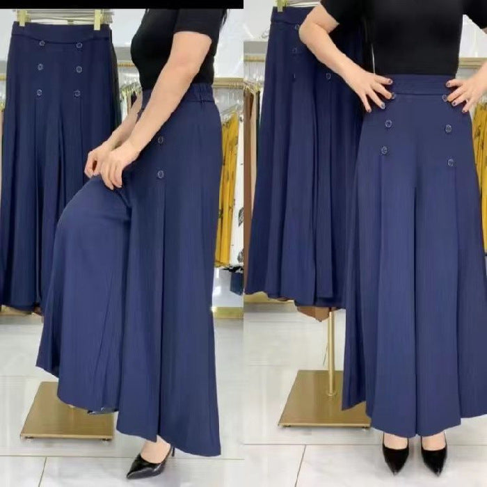 【M-5XL】Модна драпирана пола с висока талия и широк крачол за жени