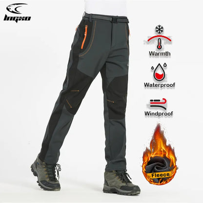 🔥[50% отстъпка][S-5XL] Мъжки водоустойчиви и ветроустойчиви дишащи меки туристически панталони, дебели топли вълнени панталони за спорт на открито