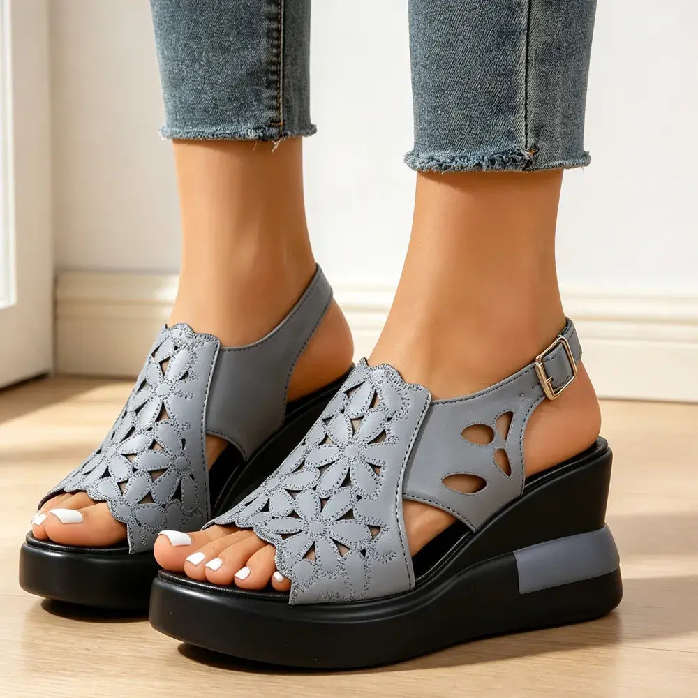 【35–40】Sandały botkowe w stylu retro z miękką podeszwą