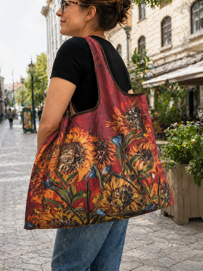 【Płatność przy odbiorze】Duża składana torba ekologiczna 56×40 cm z artystycznym nadrukiem, lekka i kompaktowa na zakupy