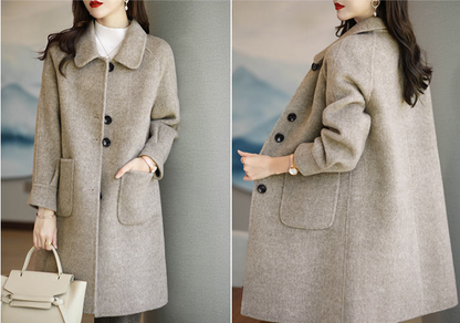 🔥🌸🔥Nuevo abrigo de longitud media de temperamento delgado de otoño e invierno