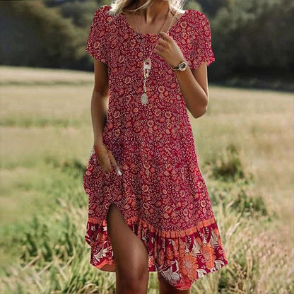 🛒📣【Последен ден на промоцията】💖【S-3XL】👗Нова ежедневна рокля с обло деколте и принт за пролет и лято 2026