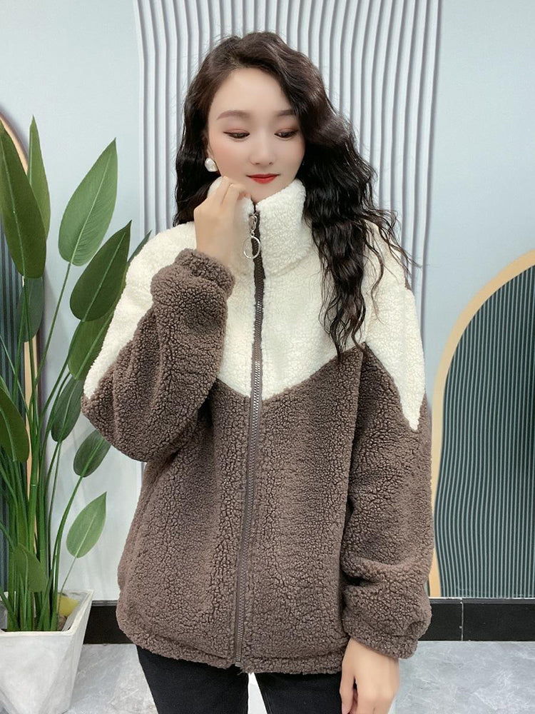 🔥【M-4XL】🐏Jachetă de iarnă fleece, jachetă de bumbac, geacă de bumbac îngroșată din lână de miel, jachetă caldă