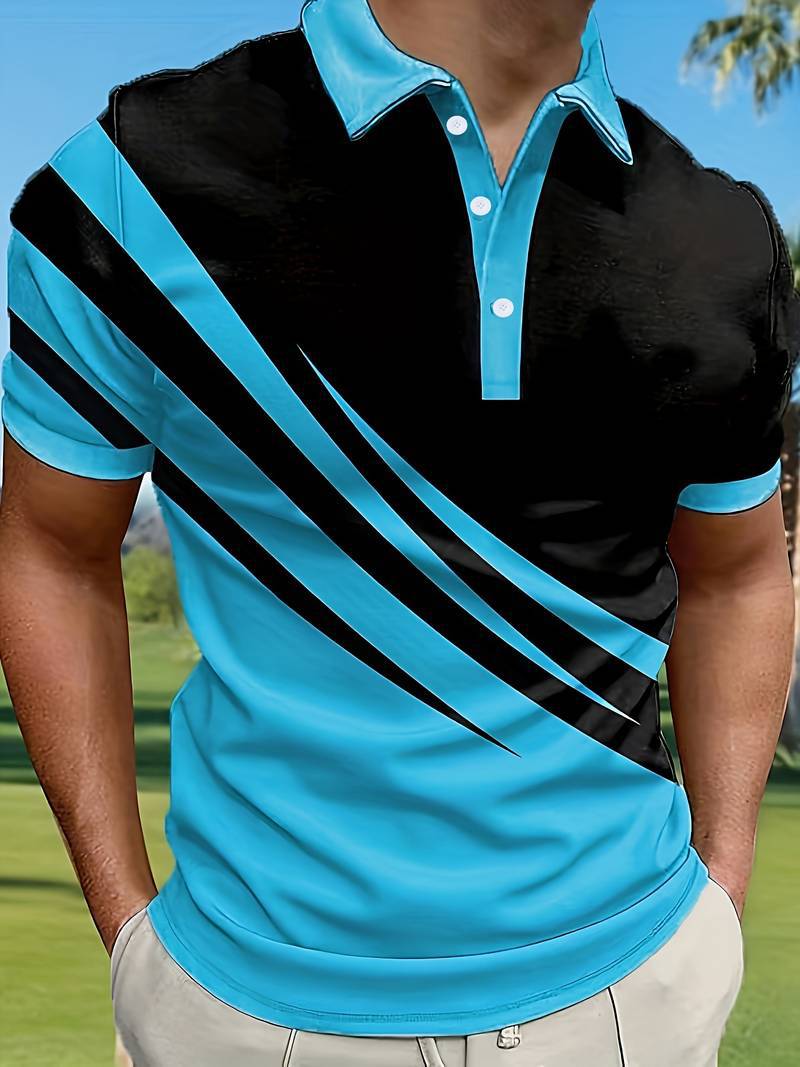 🔥【Плащане при доставка】👔Мъжка нова лятна тениска POLO с 3D принт（S-6XL）