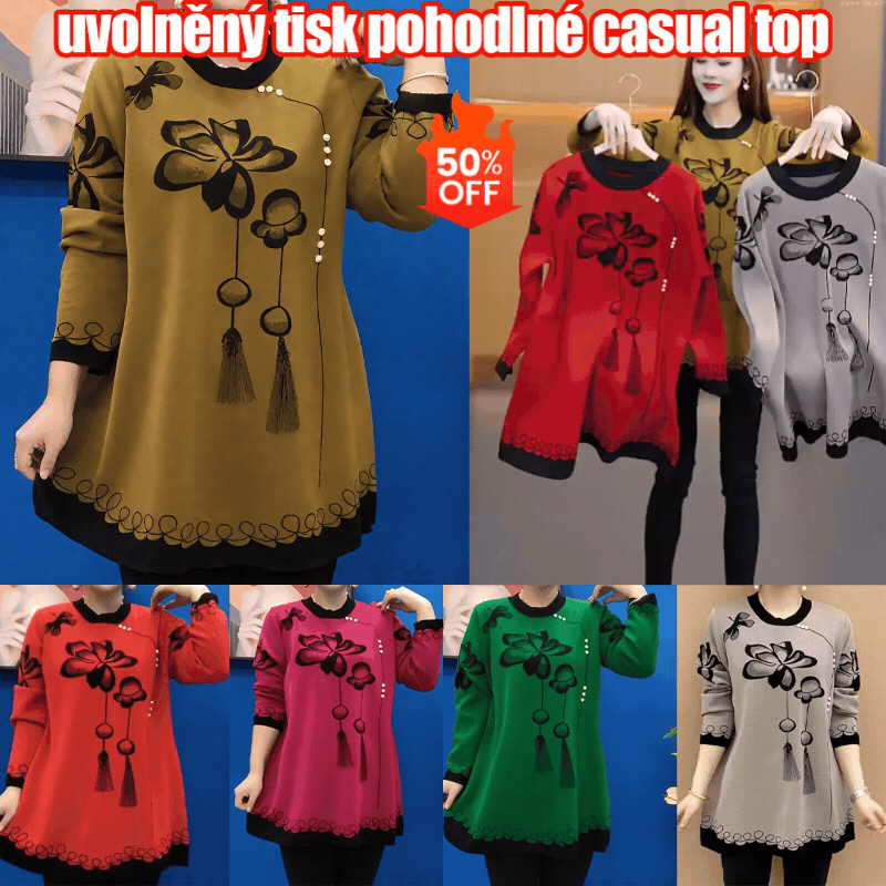 🍁🍂【M-5XL】 Topuri din tricot imprimate la modă nouă 2025