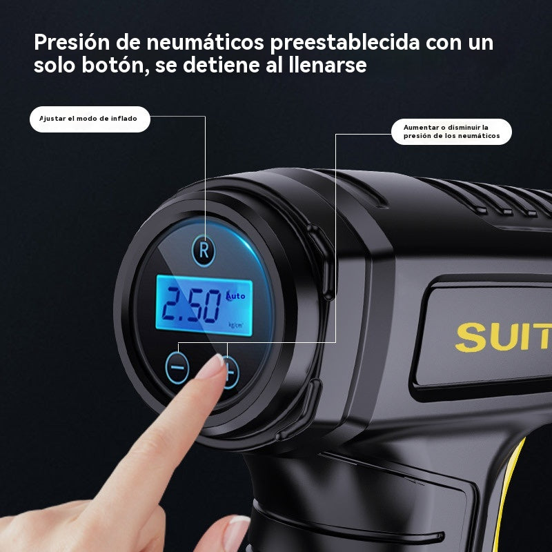 🚗💨✅  50% DE DESCUENT 🔥 Inflador de neumáticos inalámbrico portátil multifuncional con pantalla digital.