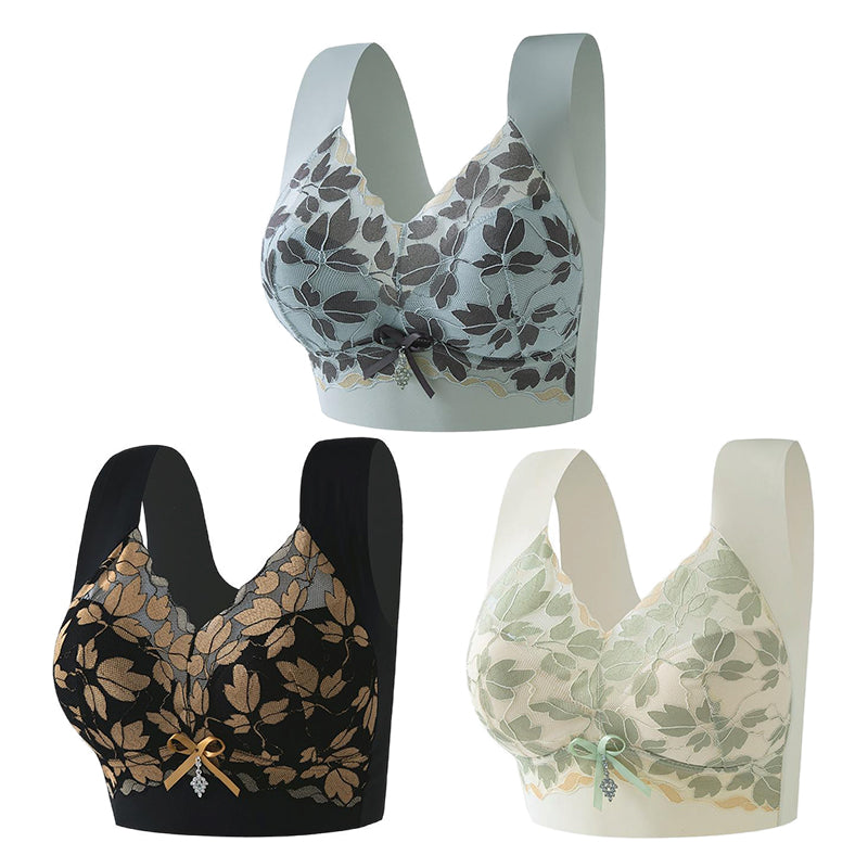 💌🌈【Pack de 3】【Tallas M-4XL】Sujetador sin costuras para mujer, ideal para bustos grandes. Push-up, sin aros, cómodo y con una bonita espalda.