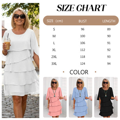 💃🎁【S-3XL】✨Елегантна многопластова рокля с волани на маншетите, стилна и изискана💃