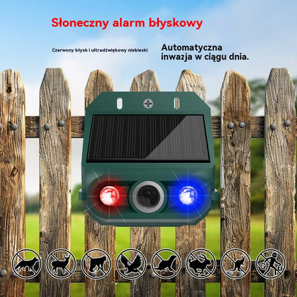 【30% OFF】🔥Odstraszacz ptaków ultradźwiękowy zasilany energią słoneczną do użytku na zewnątrz z migającym światłem podczerwonym, z czerwoną i niebieską diodą LED