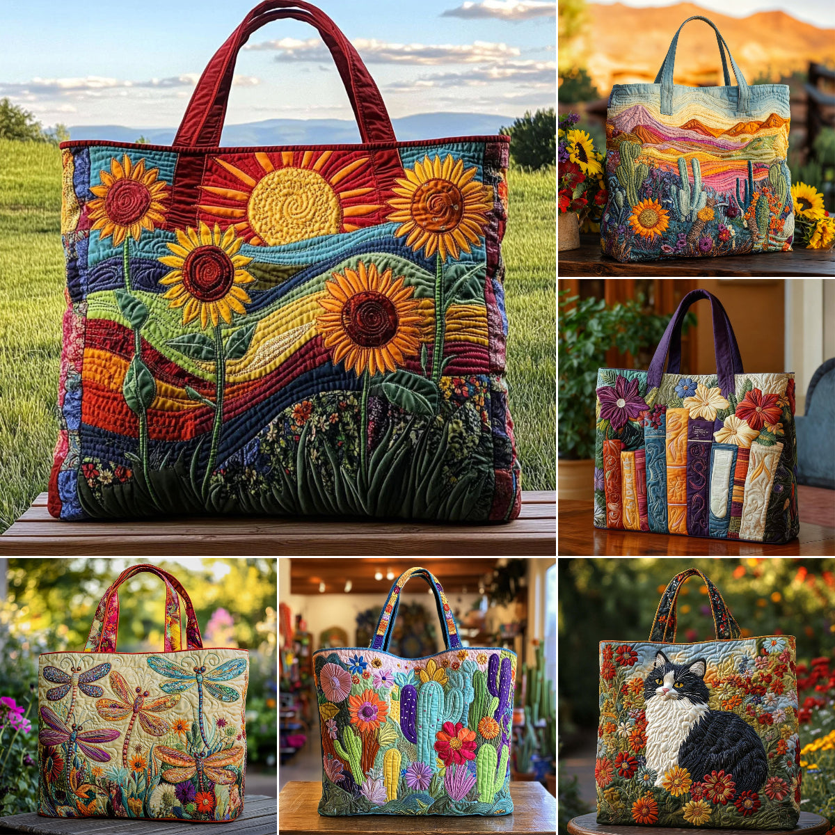 🔥👜Bolsa de mano con diseño floral personalizado (38 cm de ancho, 35 cm de alto)