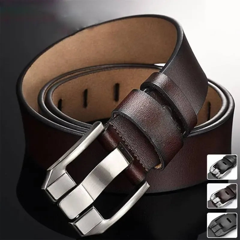 【Pago contra entrega】Cinturón retro para hombre de alta gama, cinturón de jeans con hebilla de cuero genuino, hebilla simple y moderna, piel de vaca seleccionada de una sola capa, resistente y duradera.