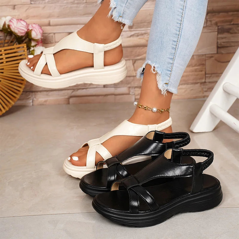 👠【36-43】Sandale od prave kože s mekim protukliznim potplatom i debelom platformom
