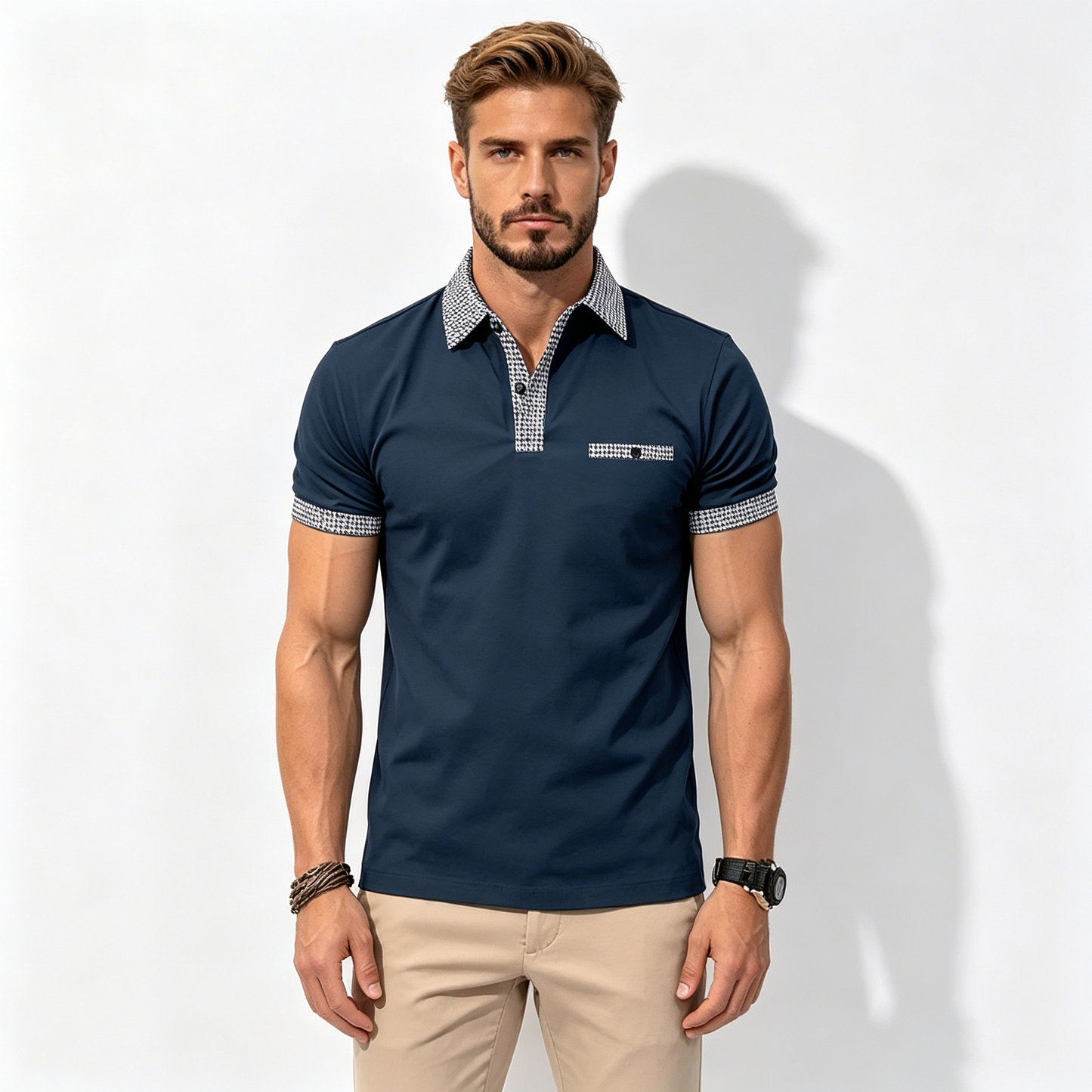 Promocja na 2026 rok【S-3XL】Letnia męska bluza polo z guzikami i blokiem kolorów