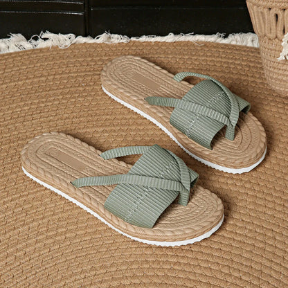 Sandalias planas de dedo con suela trenzada para mujer – ligeras y cómodas para verano