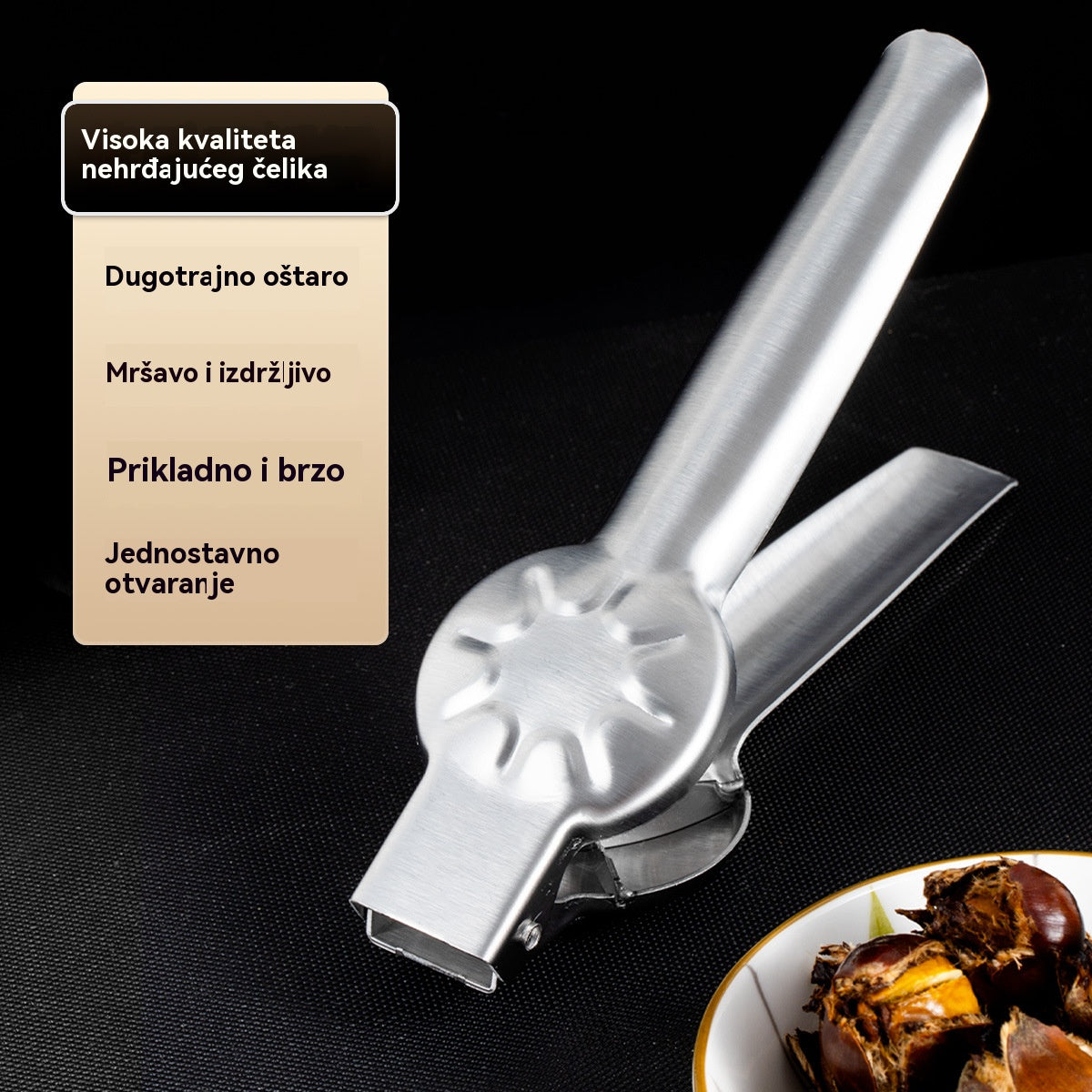 🌰【Vruća prodaja】🔥 Kućna kopča za otvaranje kestena, lako se otvara jednim dodirom bez ozljeđivanja ruku!