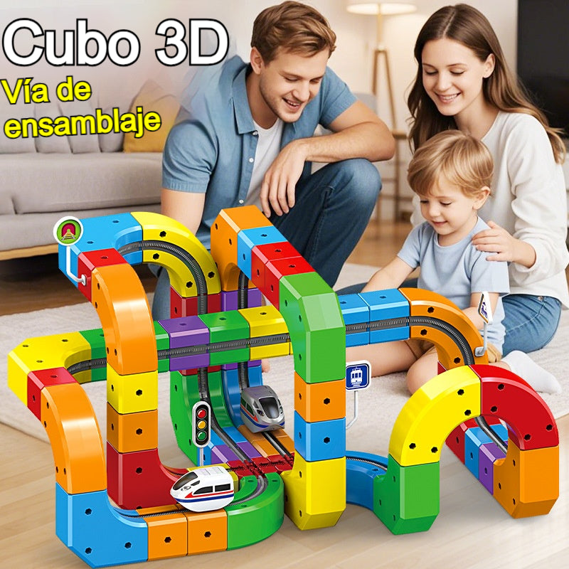 🎁🚄Juguete de ferrocarril cúbico - Constructor de ferrocarril eléctrico --- Desarrolla la creatividad y el pensamiento lógico 🎨🧠