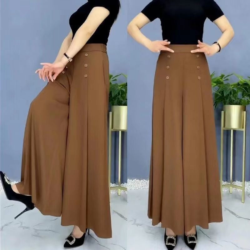 【50%OFF】Модни дамски драпирани панталони с висока талия и широк крачол（M-5XL）