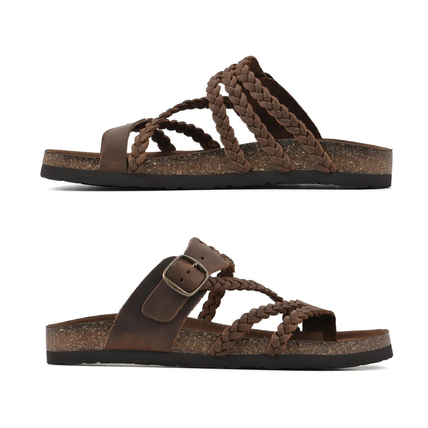 Sandalias Sahara - Sandalias de Cuero Trenzado con Suela de Corcho