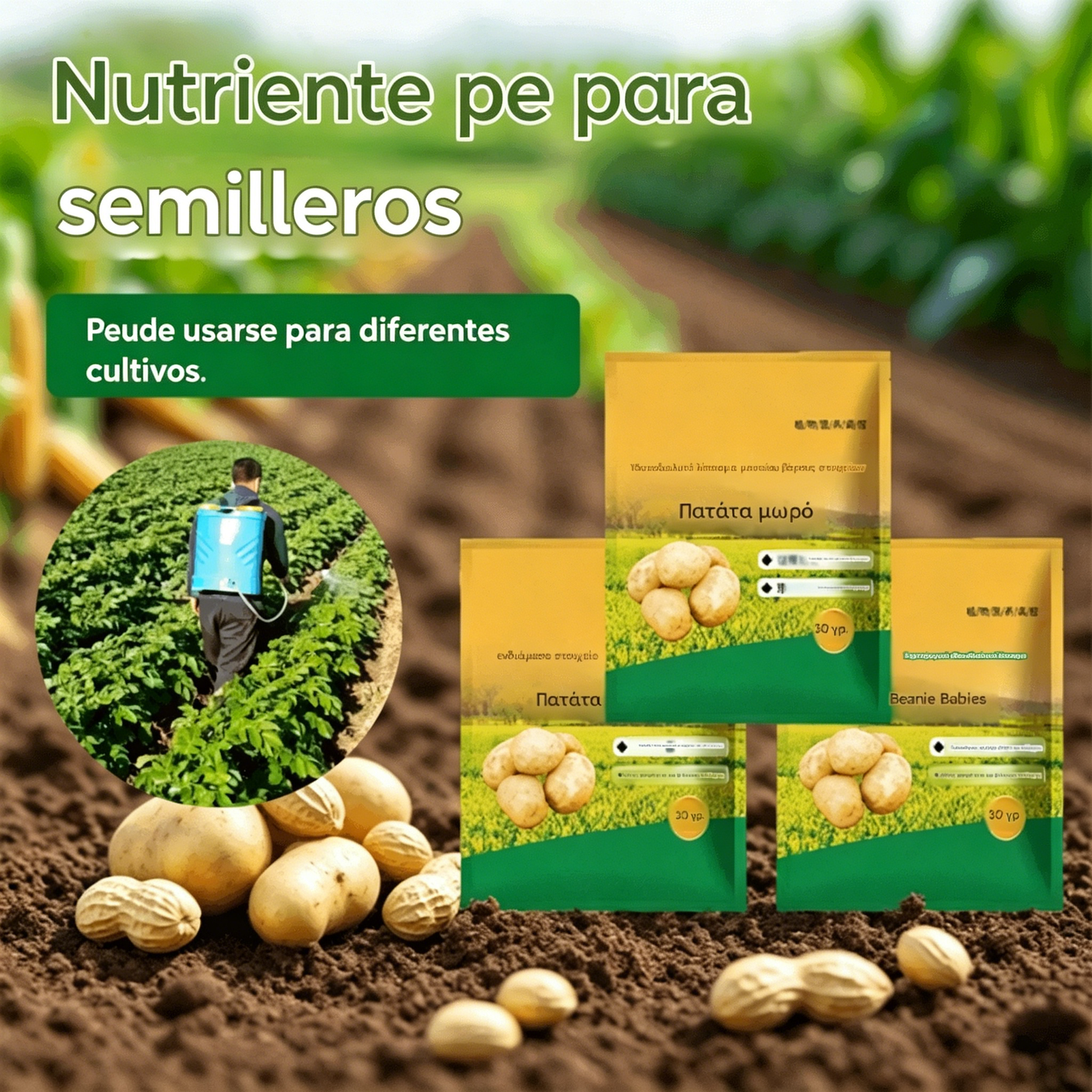 🥔🌱[20 bolsas] Fertilizante foliar soluble "Patata Mágica"｜Para patatas, cacahuetes, batatas, rábanos, taro y cebollas – estimula las raíces y aumenta la producción