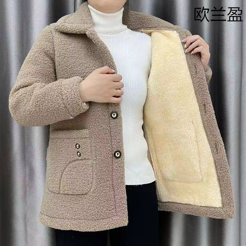 💥🔥☃️Chaqueta cálida para mujer 2025, nueva moda, terciopelo, imitación de lana de cordero gruesa.