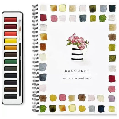 ✨【¡50% de descuento!】🎨 El juego completo de libros de pintura en acuarela incluye pinturas de acuarela y pinceles gratis