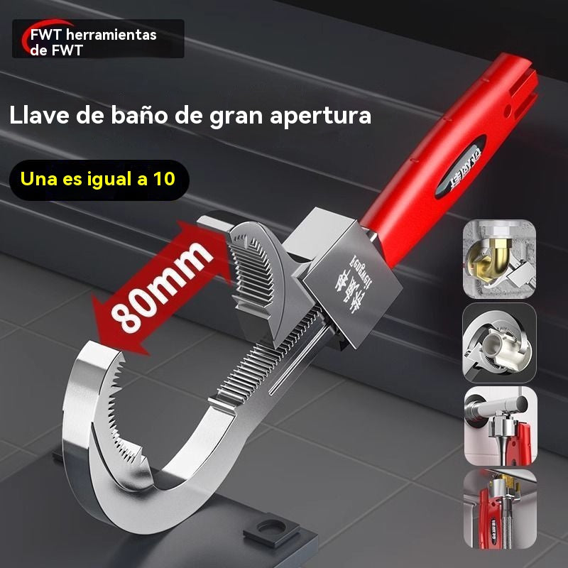 🔧🛠️ Llave ajustable para baño de aleación de aluminio multifuncional, 💧llave para manguera de grifo y llave para fregadero.