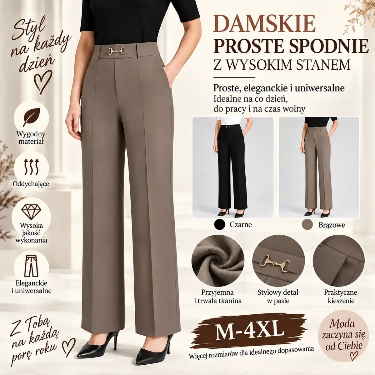 🔥【M–4XL】👖🎁 Nowe, wysokiej jakości letnie spodnie o prostym, dopasowanym kroju i wysokim stanie, idealne na co dzień i do aktywności na świeżym powietrzu.