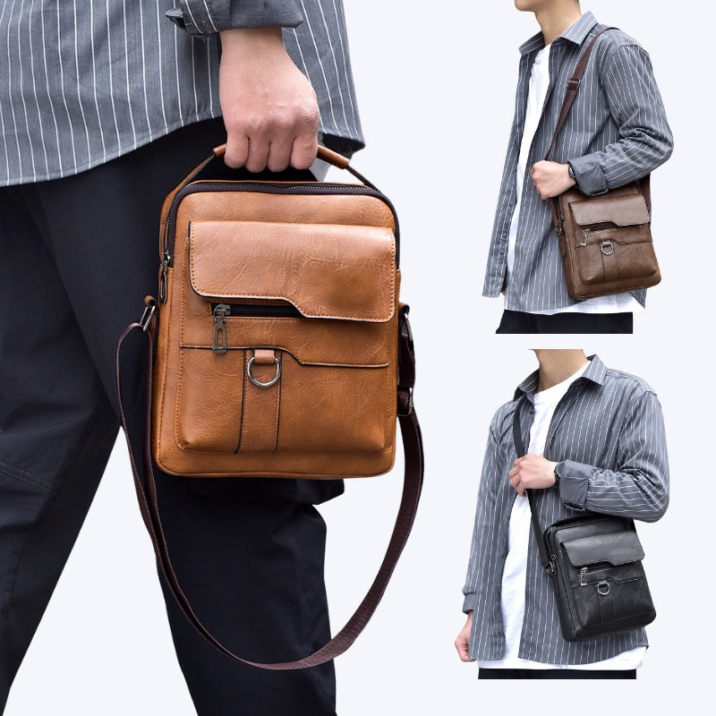 🔥Нова промоция 50% отстъпка 👜 Модерна и ежедневна кожена чанта за мъже, голям капацитет