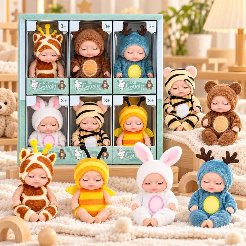 👶 Zestaw prezentowy lalek Reborn – w strojach zwierzątek! Urocze buzie śpiących niemowląt · Zestaw 6 lalek w pudełku prezentowym · Idealny prezent dla dzieci!