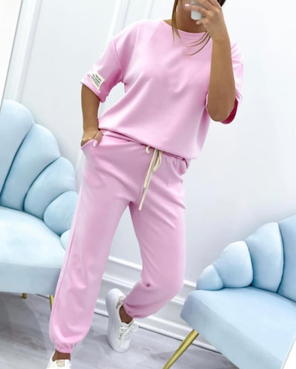 ⏰ Conjunto casual de top y pantalones lisos para mujer (S-5XL)