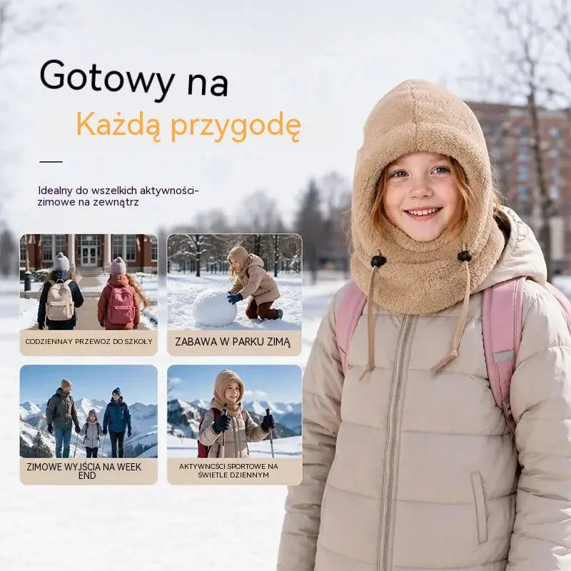 🔥Termiczna, wiatroszczelna czapka typu kominiarka dla dzieci jeżdżących na rowerze