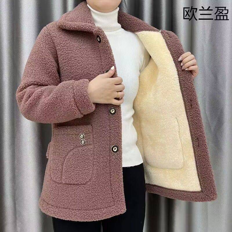 💥🔥☃️Chaqueta cálida para mujer 2025, nueva moda, terciopelo, imitación de lana de cordero gruesa.