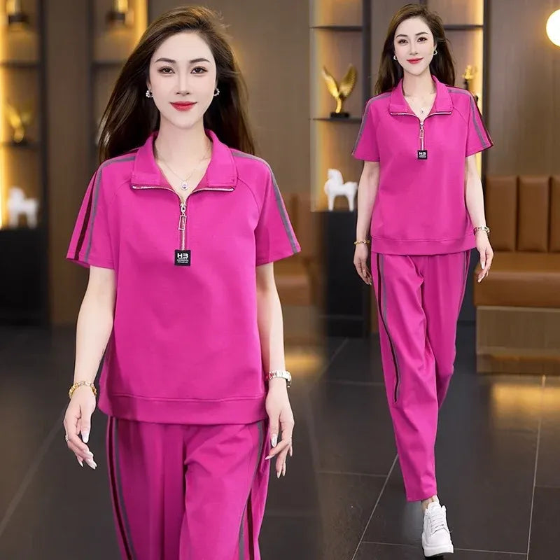 Плащане при доставка🔥👚【M-4XL】Пролет 2026 Нови модерни дамски спортни комплекти в големи размери