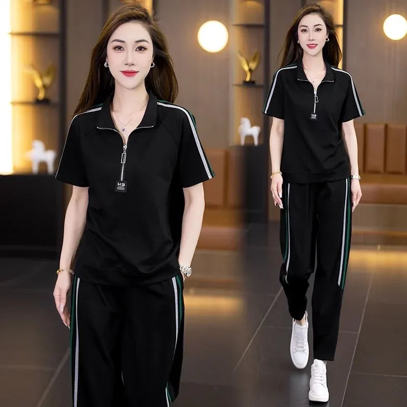 Плащане при доставка🔥👚【M-4XL】Пролет 2026 Нови модерни дамски спортни комплекти в големи размери