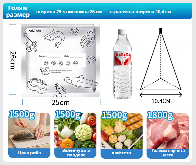 🥩【30 бр.】Запечатана торбичка от алуминиево фолио за хранителни цели с цип за запазване на свежестта за употреба в домакински хладилник