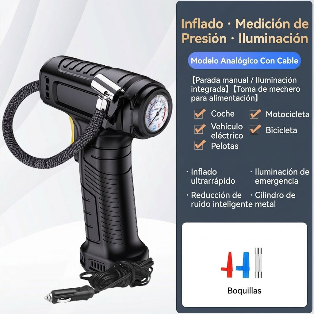 🚗💨✅  50% DE DESCUENT 🔥 Inflador de neumáticos inalámbrico portátil multifuncional con pantalla digital.